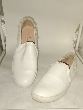 Kate Spade Lilly White Leather Slip On Sneakers. Sz 8